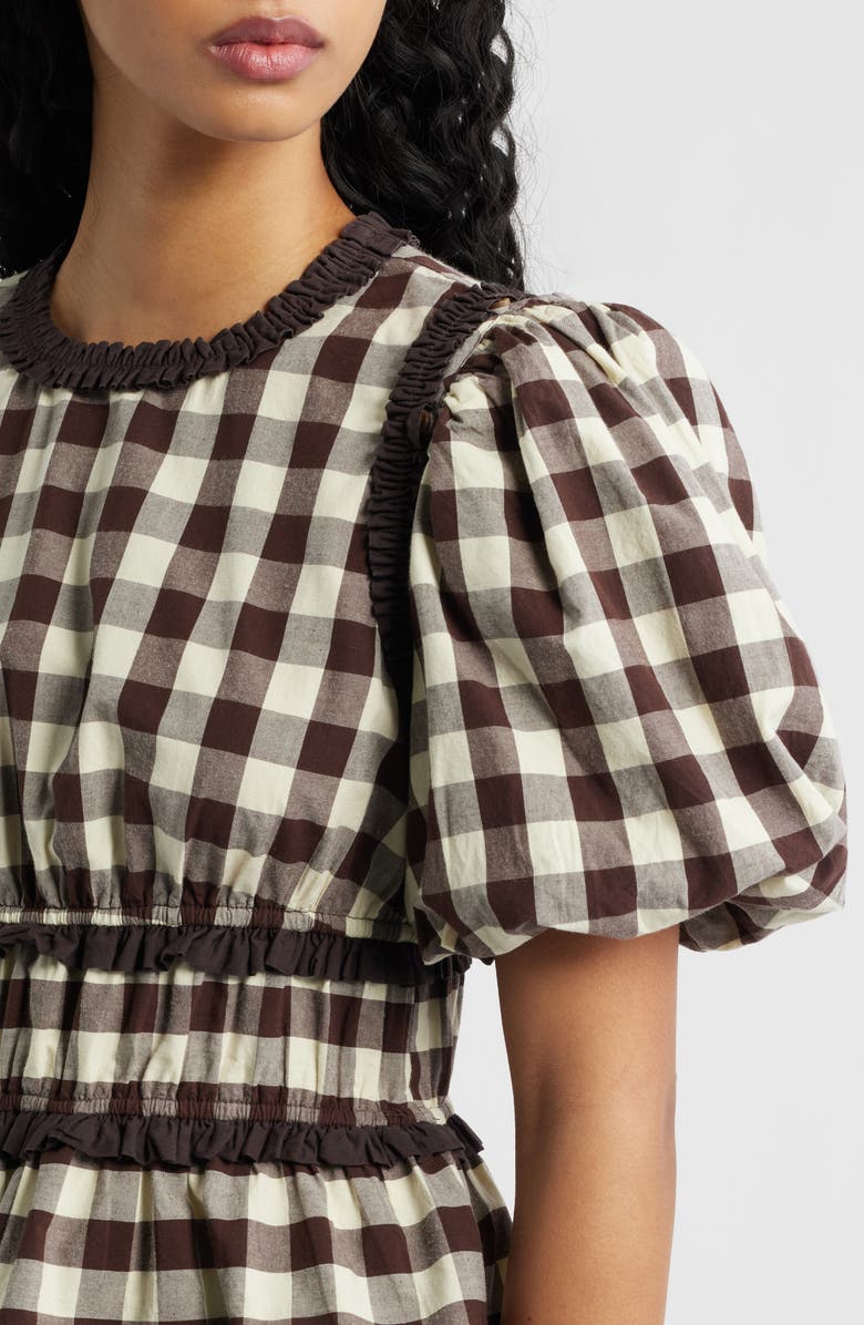 Damson Madder Everly Ruffle Puff Sleeve Peplum Top, Alternate, color, Butter