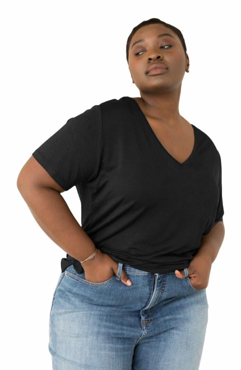 ABLE Meghan Drapey V-Neck Tee, Alternate, color, 