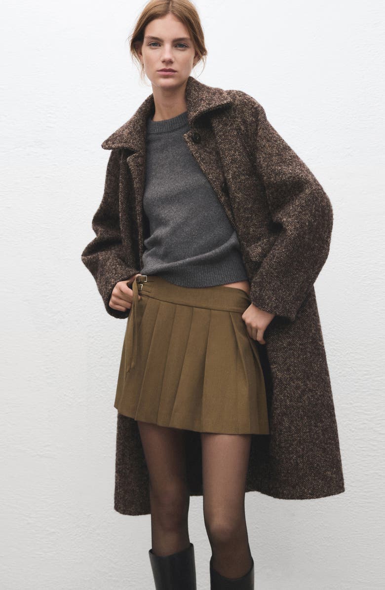 MANGO Brittany Pleated Miniskirt, Alternate, color, Brown