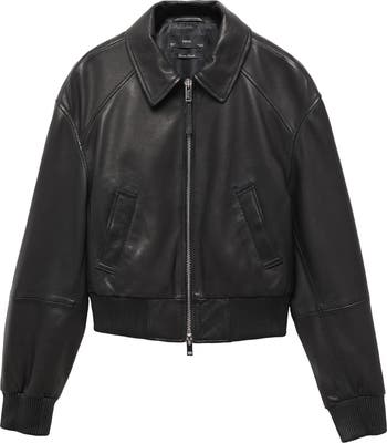 MANGO Leather Aviator Jacket | Nordstrom MANGO Leather Aviator Jacket | Nordstrom