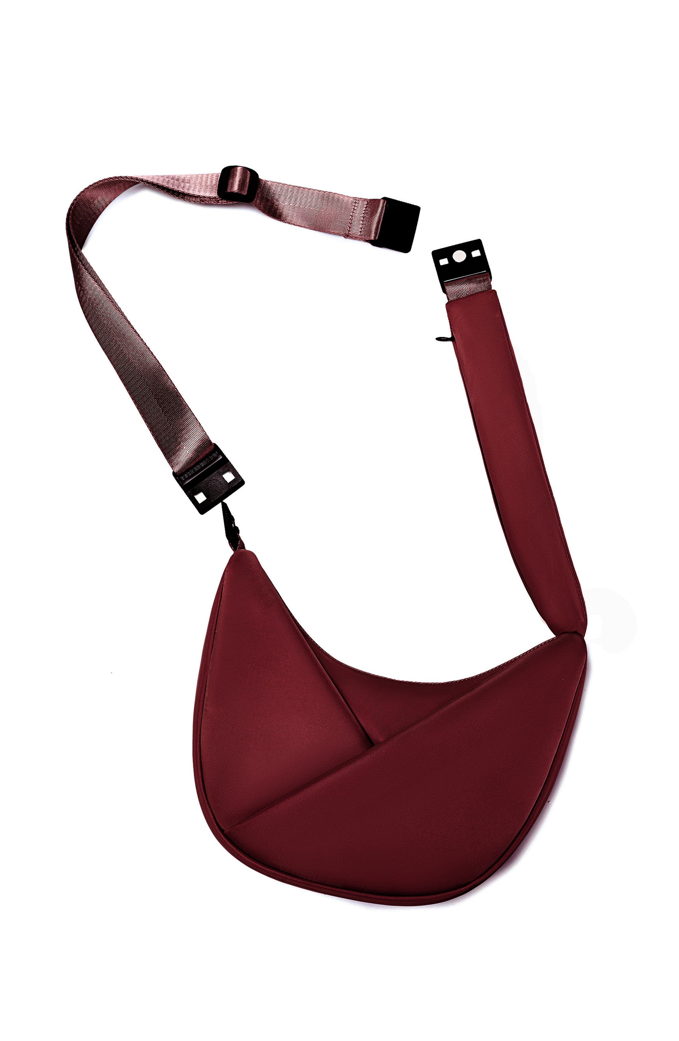 Origami Crescent Handbag Crossbody Bag For Women, Alternate, color, Burgundy