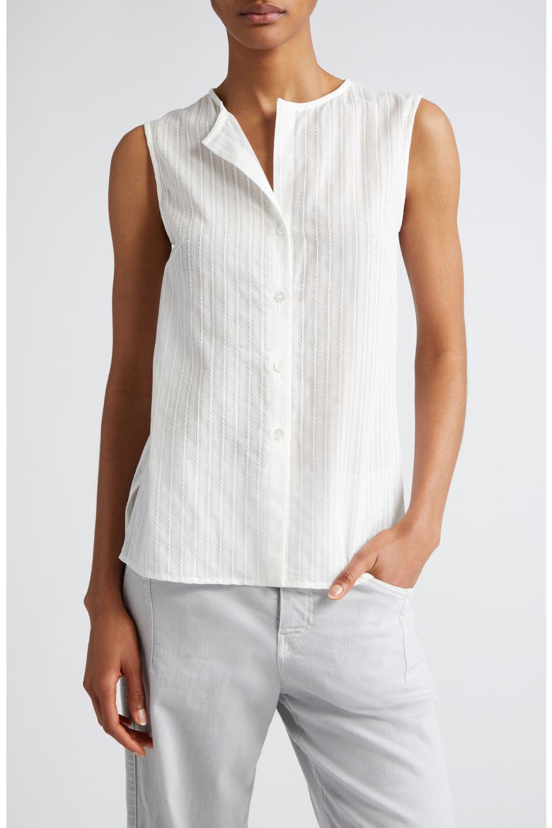 Textured Sleeveless Button-Up Shirt, Main, color, WHITE
