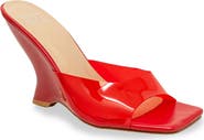 CHASE AND CHLOE Alia Clear Strap Wedge Sandal