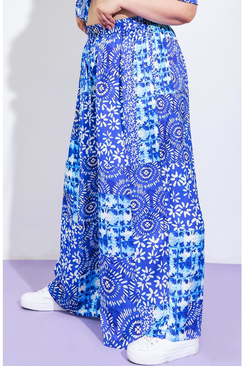 Print Woven Satin Pants, Alternate, color, BLUE