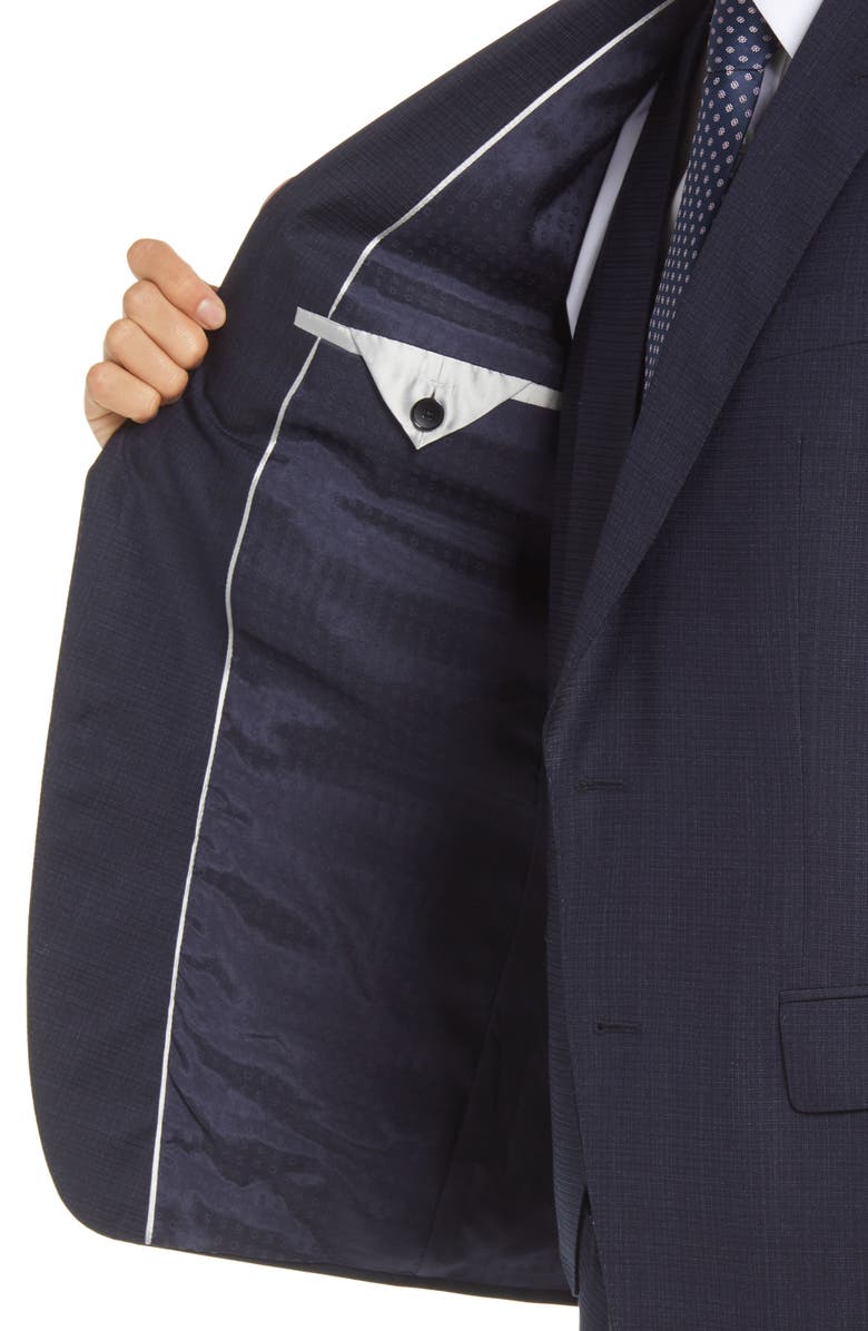 BOSS Huge Slim Fit Check Wool Three Piece Suit, Alternate, color,