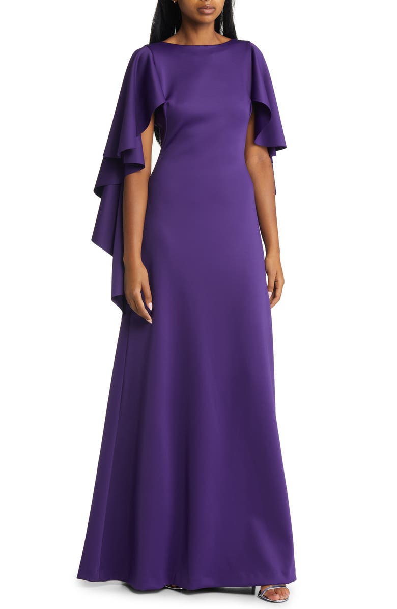 Black Halo Lotus Drape Sleeve Gown, Main, color, 