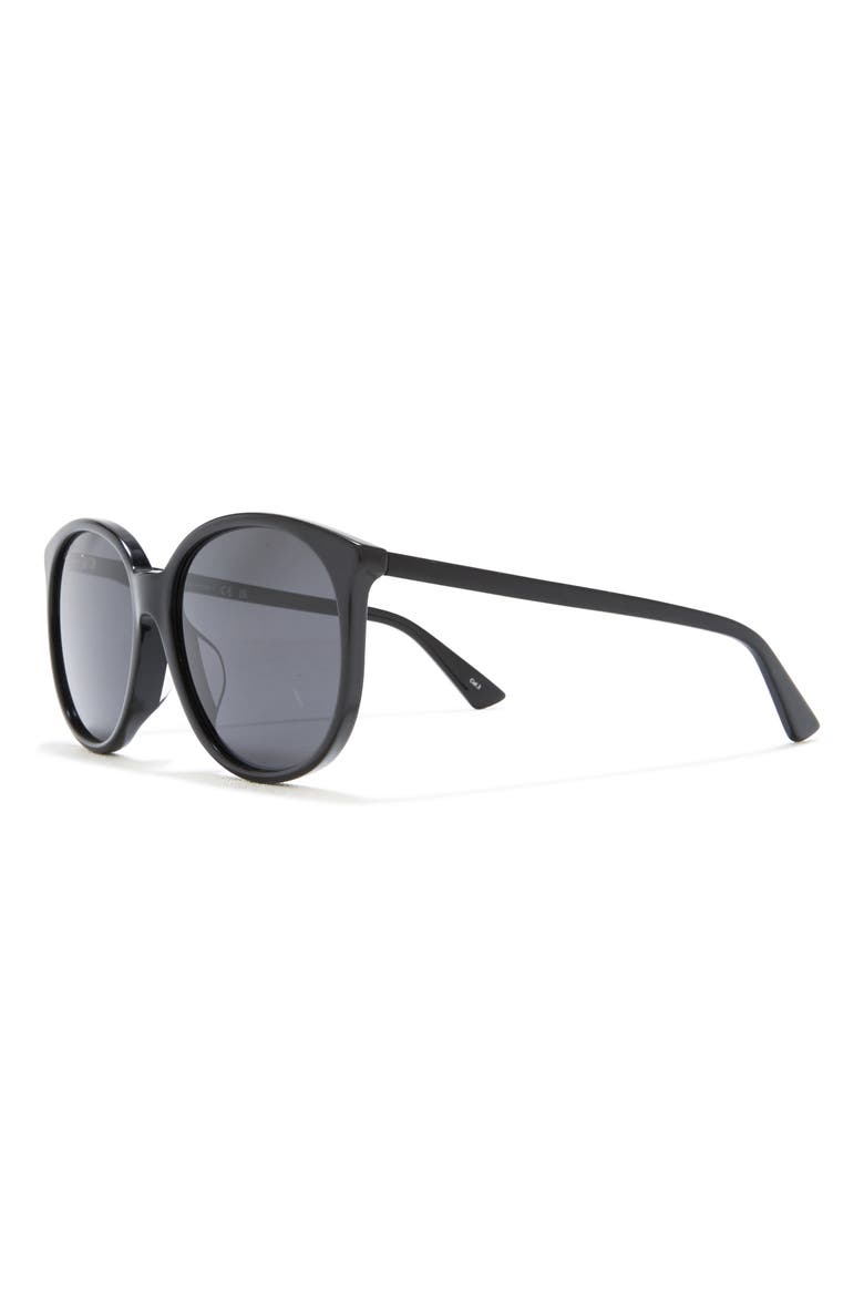 57mm Round Sunglasses, Alternate, color, SHINY BLACK