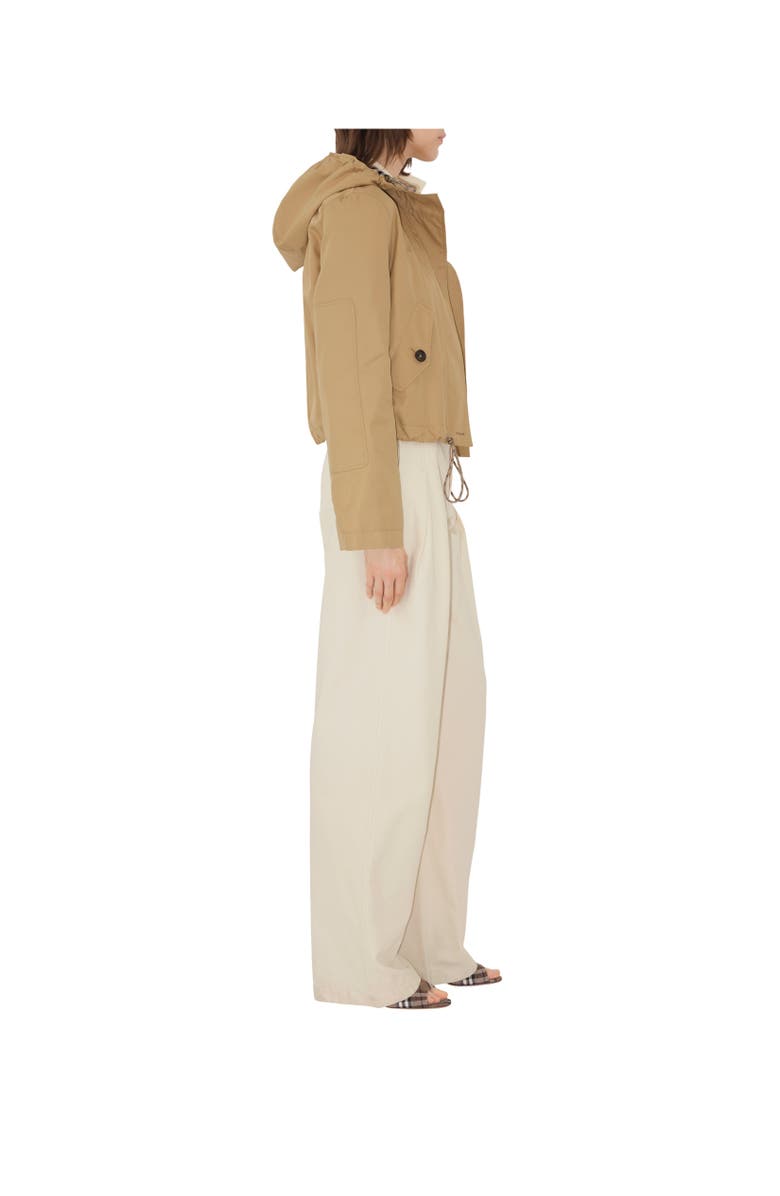 Burberry Short Gabardine Parka, Alternate, color, Flax Beige