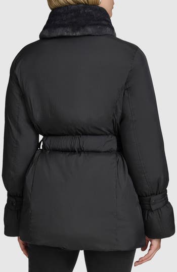 Andrew Marc Laken Faux Fur Trim Belted Puffer Coat | Nordstrom