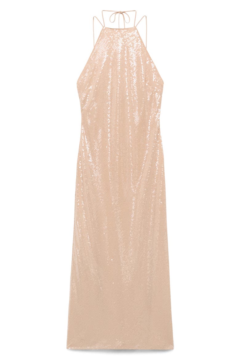 Sequin Halter Cocktail Dress, Main, color, BEIGE