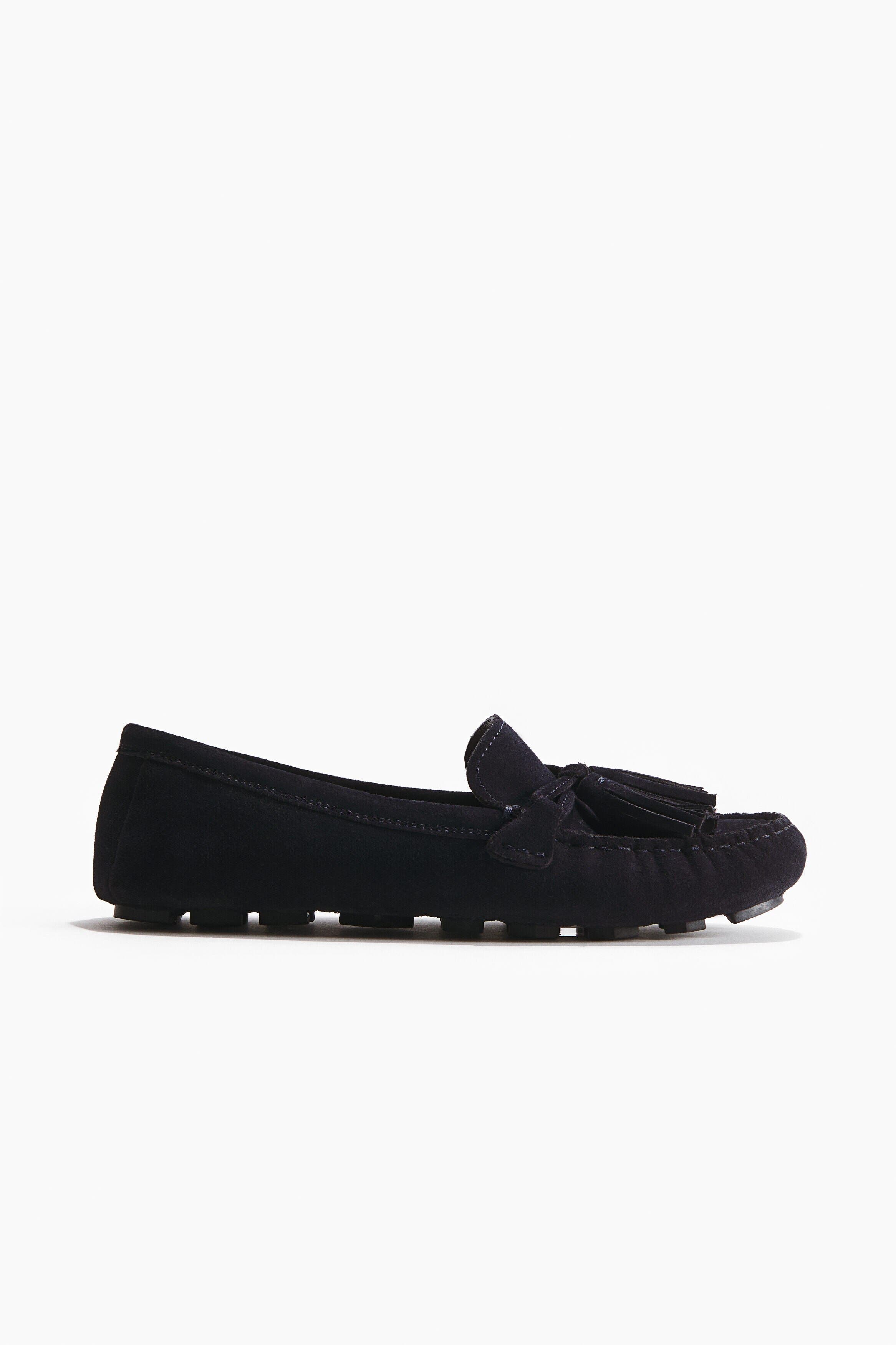 H&M Split Suede Loafers, Main, color, Navy Blue