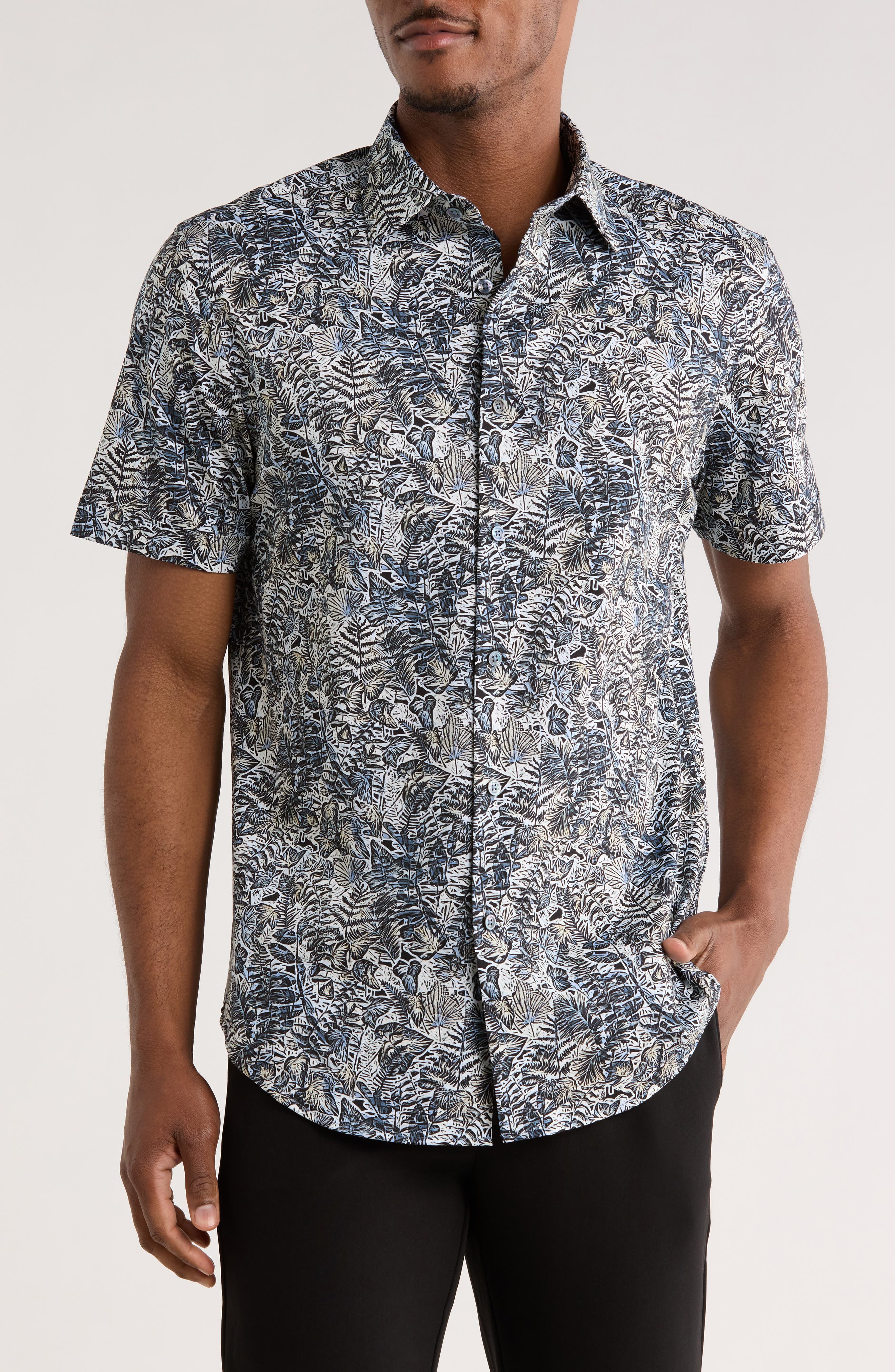 Bugatchi Print Short Sleeve Button-Up Shirt