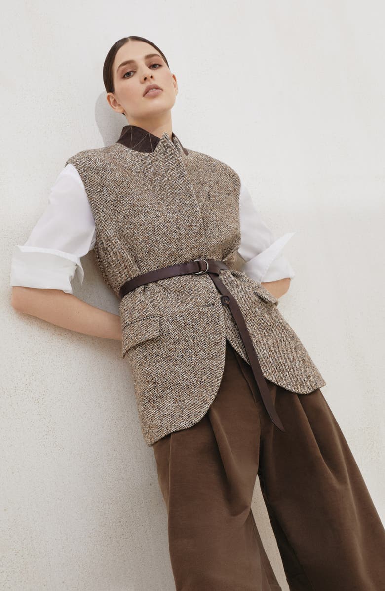 Brunello Cucinelli Flecked chevron vest, Alternate, color, Rope