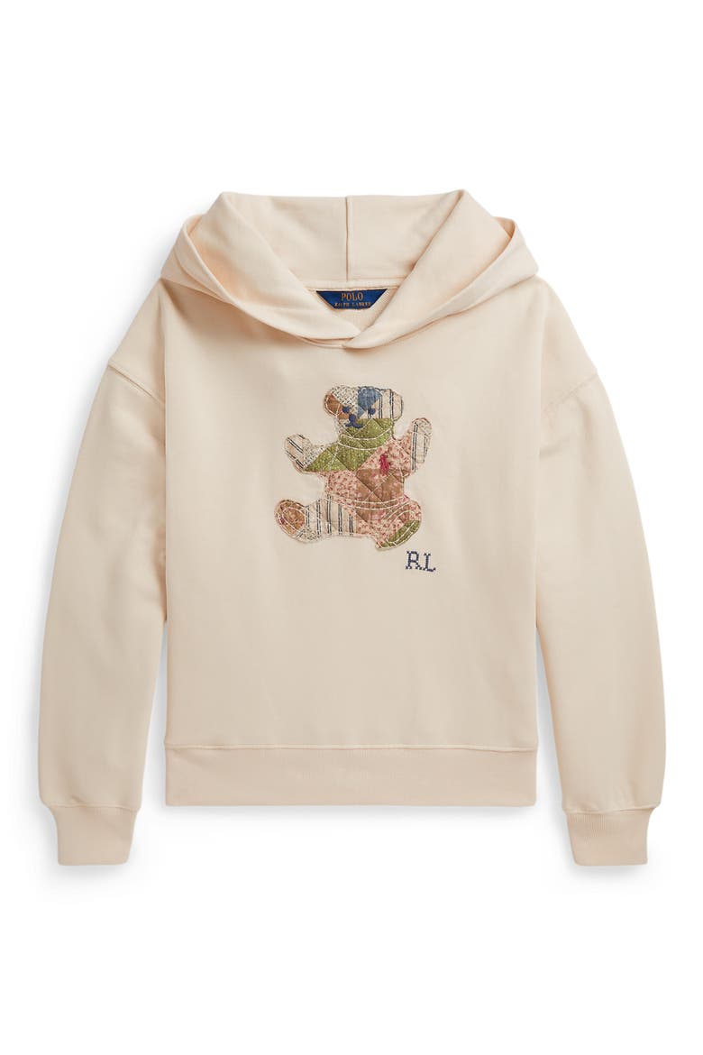 Kids' Polo Bear Patchwork Terry Hoodie, Main, color, GUIDE CREAM