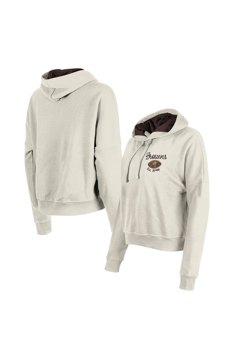 New Era Women's New Era Cream Cleveland Browns 3rd Down Historic Pullover Hoodie, Main, color, Cream