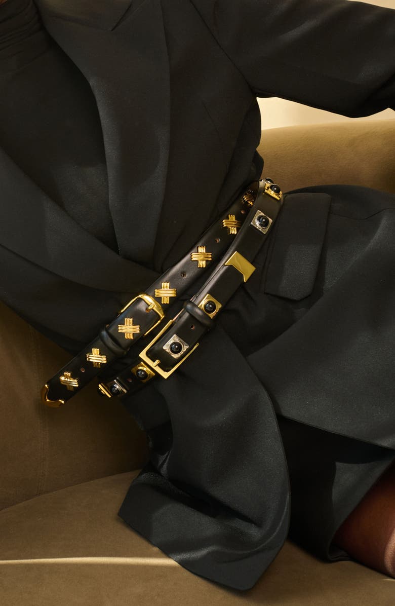 AUREUM X-Stud Belt, Alternate, color, Black/ Gold