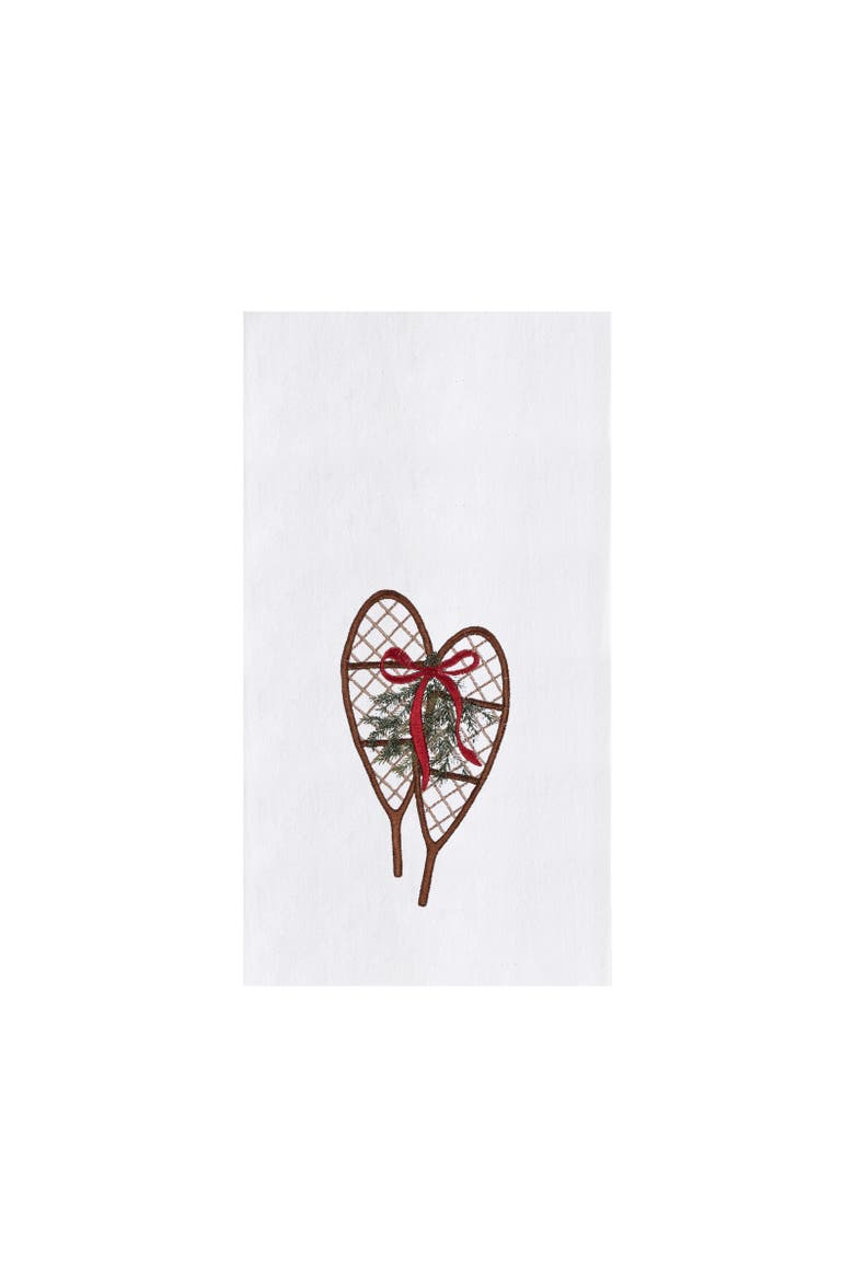 Snow Shoes with Mistletoe Winter Sports Christmas Towel, Main, color, Red