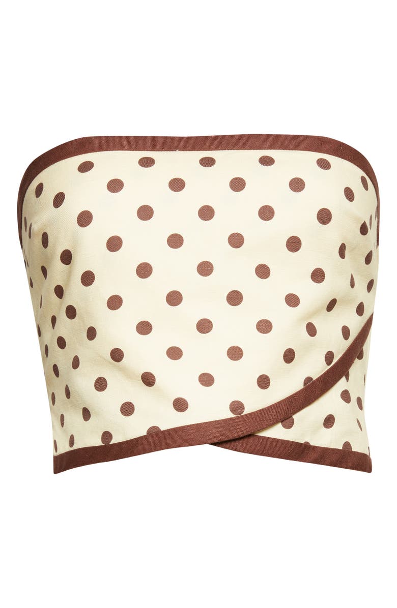 POSSE Bowie Strapless Linen Blend Crop Top, Alternate, color, Vanilla/ Choc