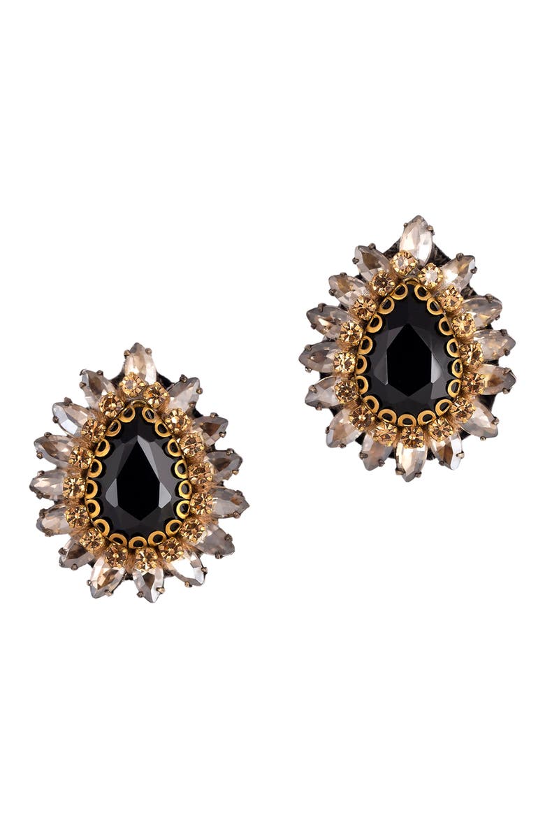 Leesha Crystal Stud Earrings, Main, color, BLACK