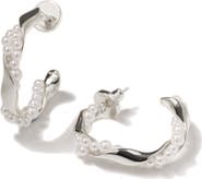 Classicharms Nadia Molten Shell Pearl Twisted Hoop Earrings