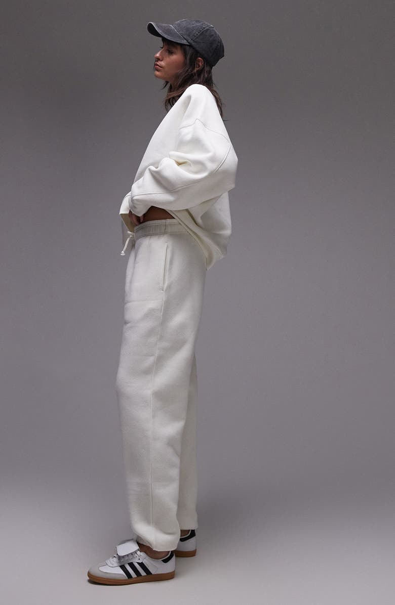 Topshop Cotton Blend Cuffed Joggers, Alternate, color, Ivory