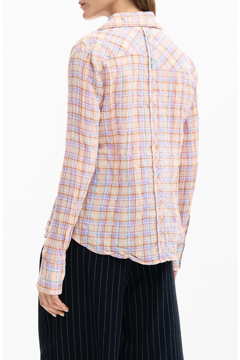 Check Print Button-Up Shirt, Alternate, color, PINK