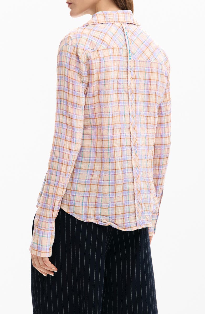 Desigual Check Print Button-Up Shirt, Alternate, color, 