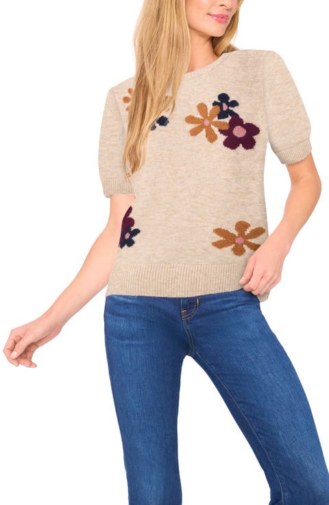 Groovy Flower Short Sleeve Sweater