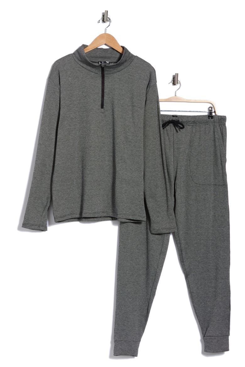 Quarter Zip Pullover & Joggers, Alternate, color, BLACK