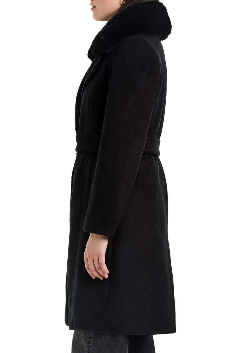 Vince Camuto Double Breasted Coat with Removable Faux Fur Collar, Alternate, color, 