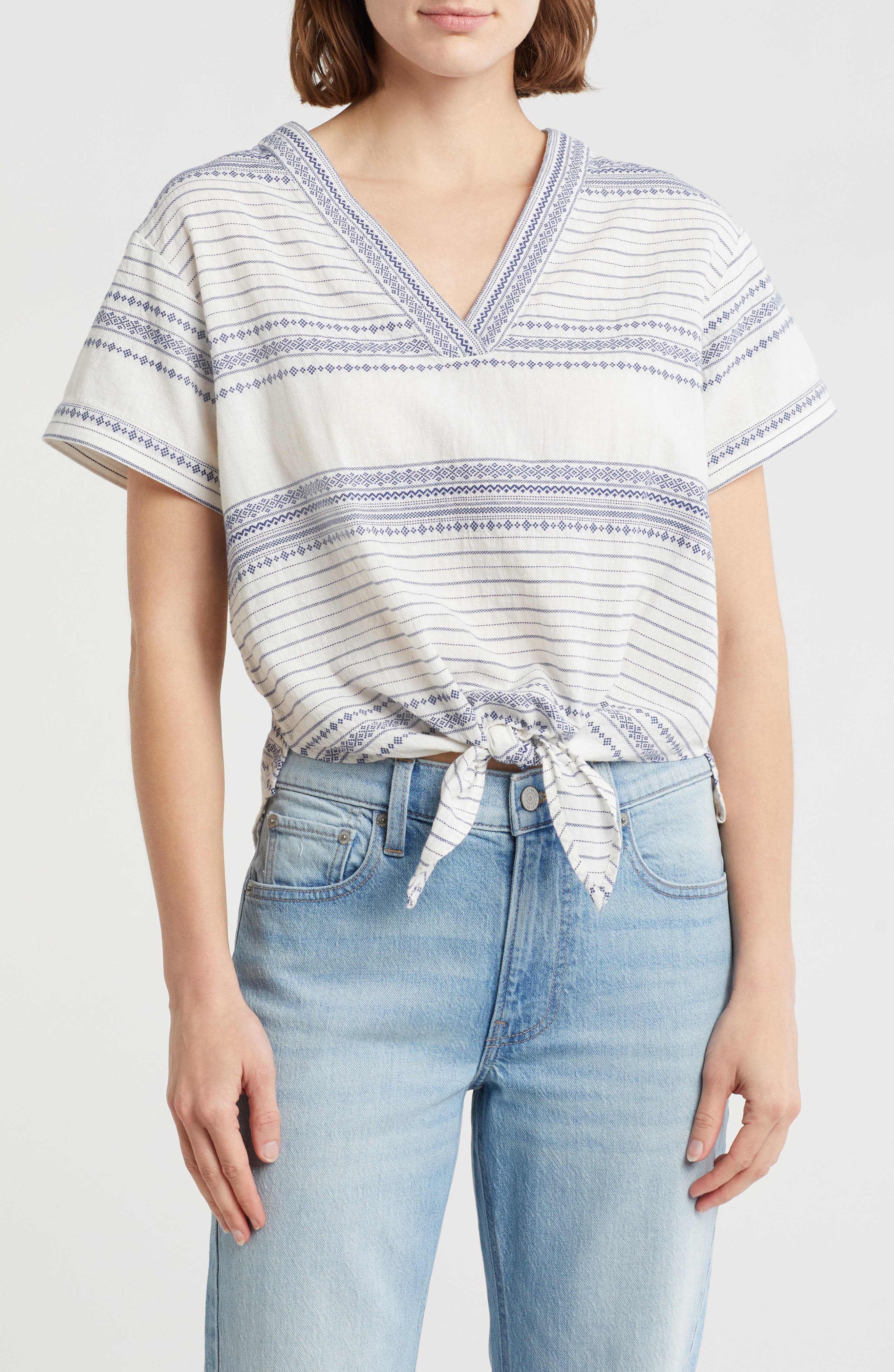 Lucky Brand Tie Front V-Neck Top