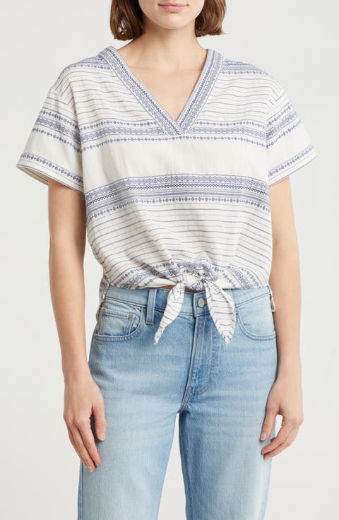 Tie Front V-Neck Top