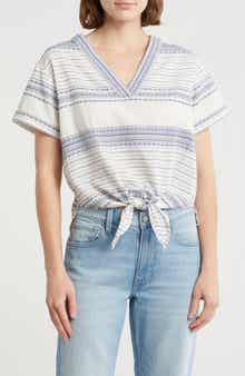 Lucky Brand Tie Front V-Neck Top
