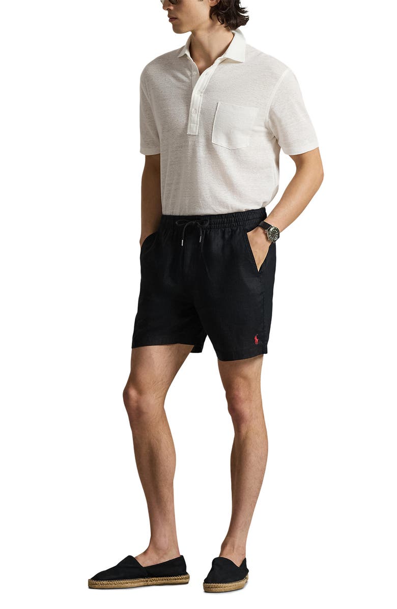 Polo Ralph Lauren Polo Prepster 6-Inch Drawstring Linen Shorts, Alternate, color, Polo Black