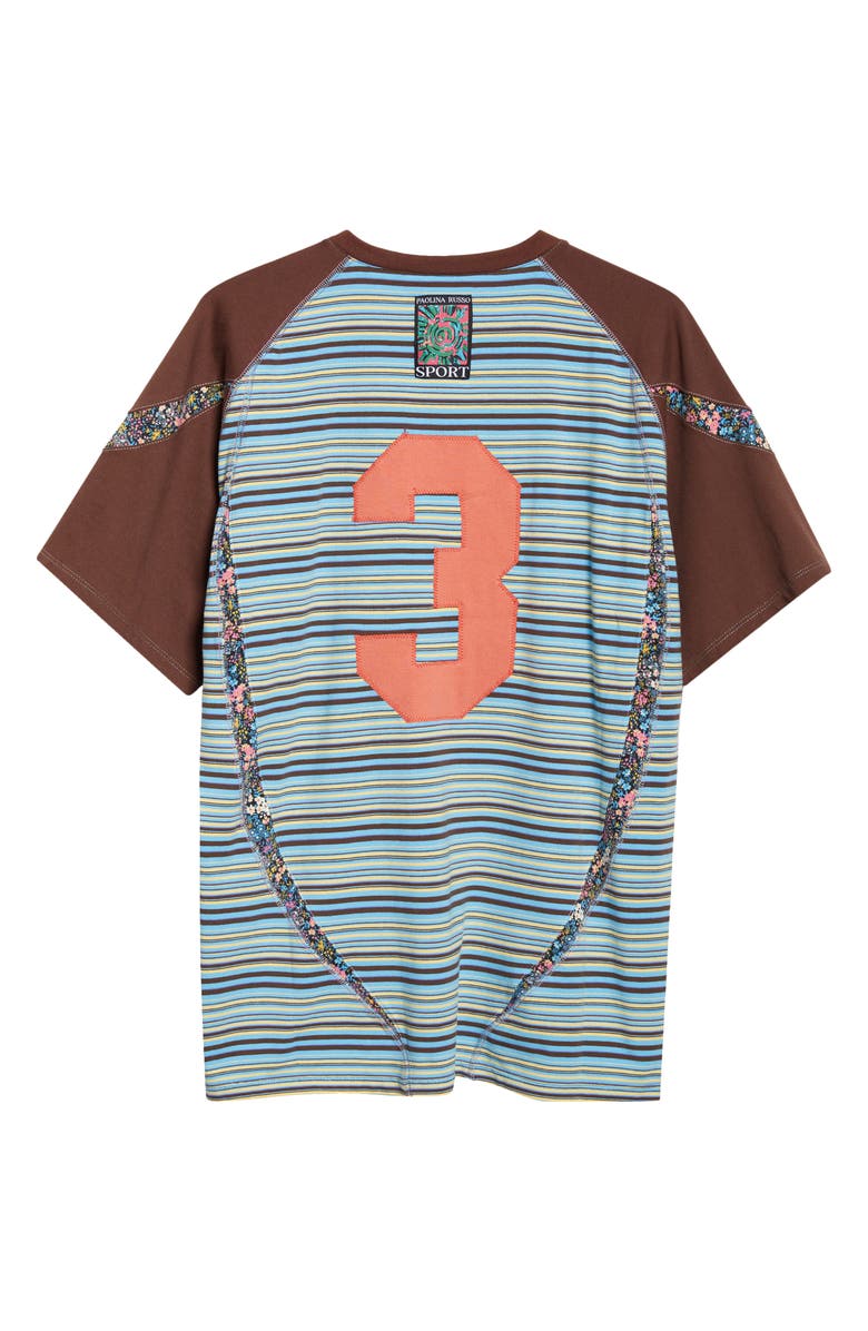 Paolina Russo Sport Jersey T-Shirt, Alternate, color, Blue And Brown Stripes