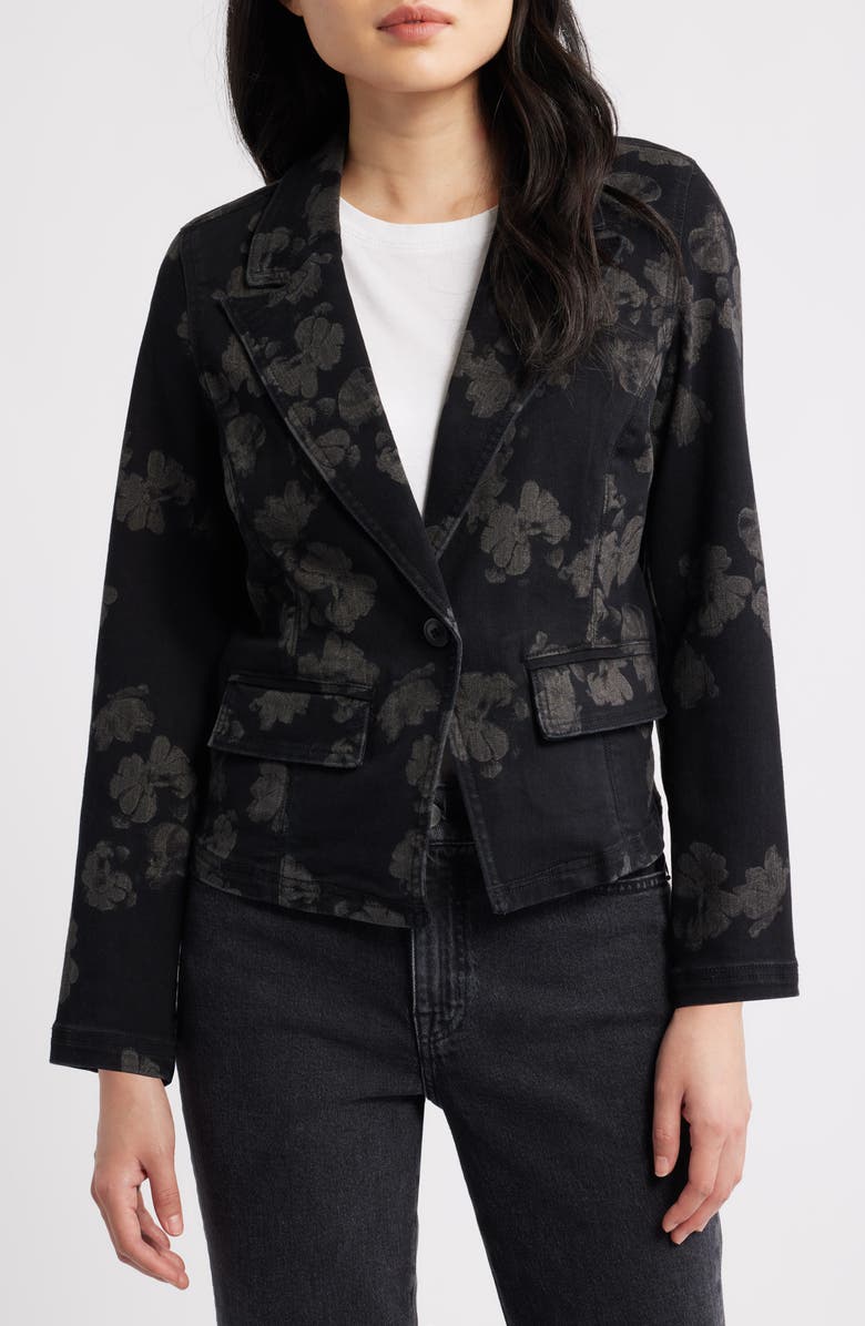 Liverpool Los Angeles Floral Denim Blazer, Alternate, color, All Over Floral