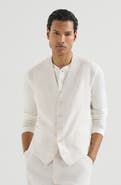 Brunello Cucinelli Linen micro chevron waistcoat