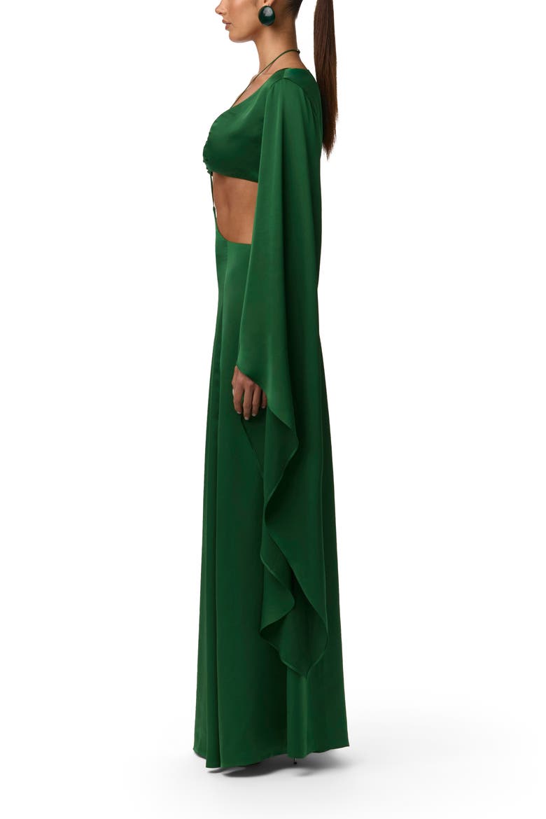 Cutout Satin Maxi Dress, Alternate, color, JADE