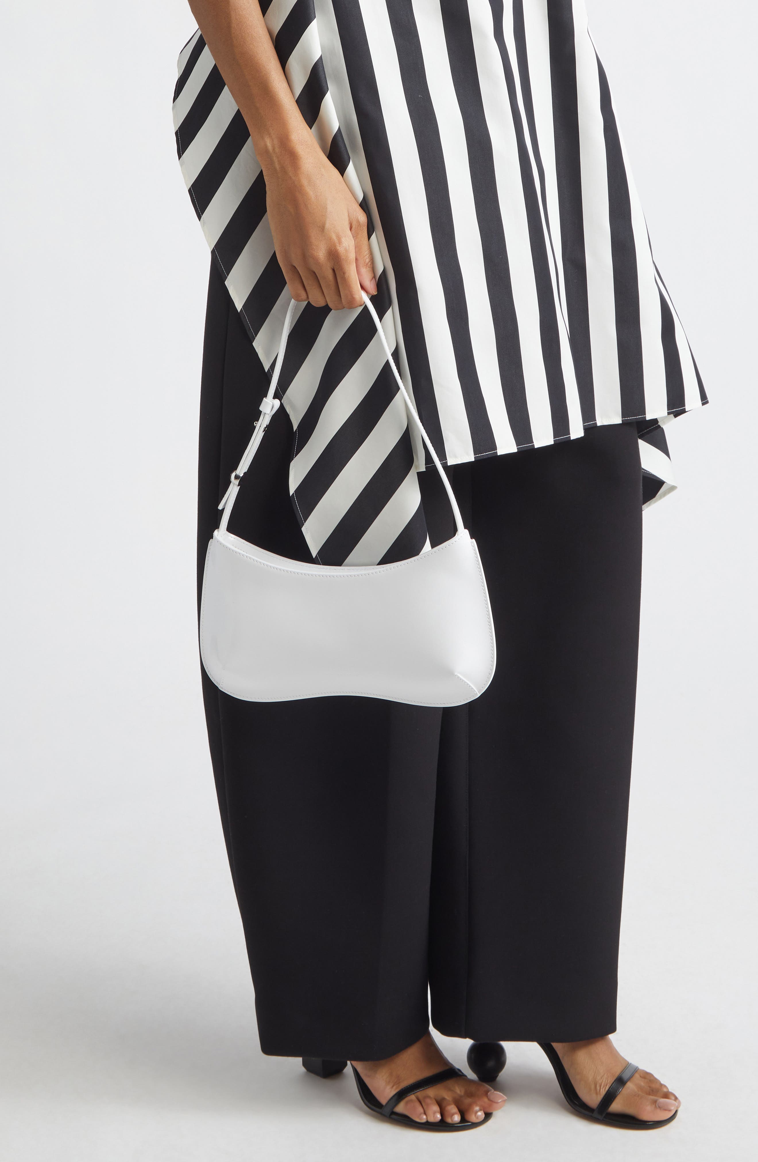 Le Bisou Leather Shoulder Bag, Alternate, color, WHITE