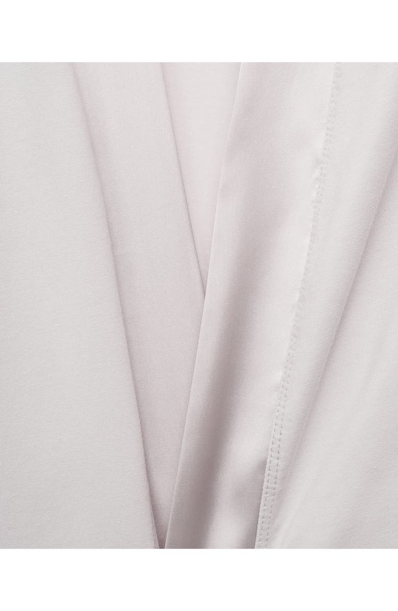 MANGO Satin Trim Cotton Blend Robe, Alternate, color, Light/ Pastel Grey