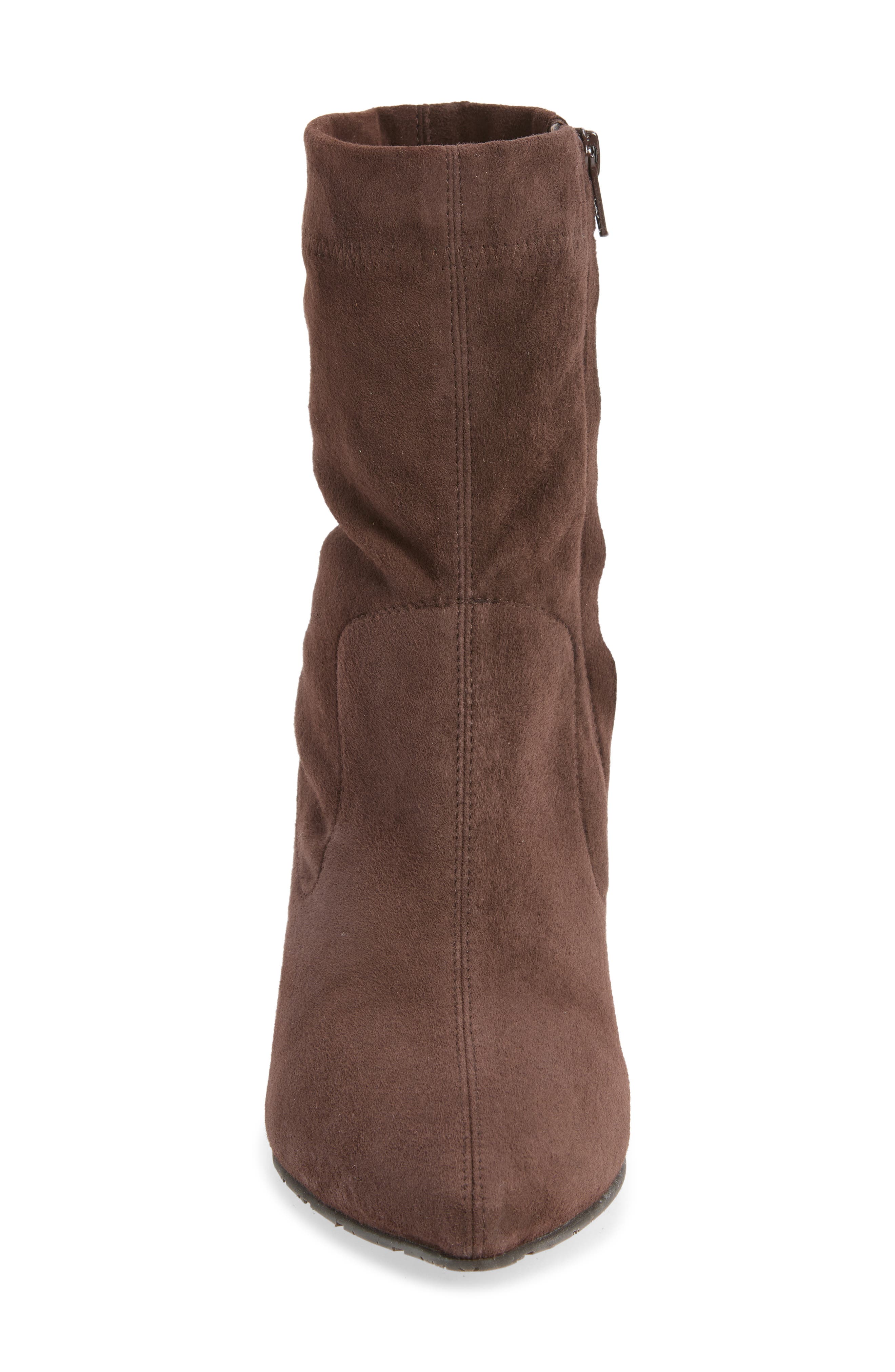 Onira Stretch Leather Wedge Bootie, Alternate, color, BROWN STRETCH SUEDE