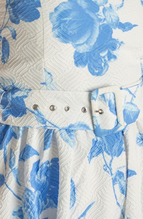 Freemarket Floral Strapless Midi Dress In Blue