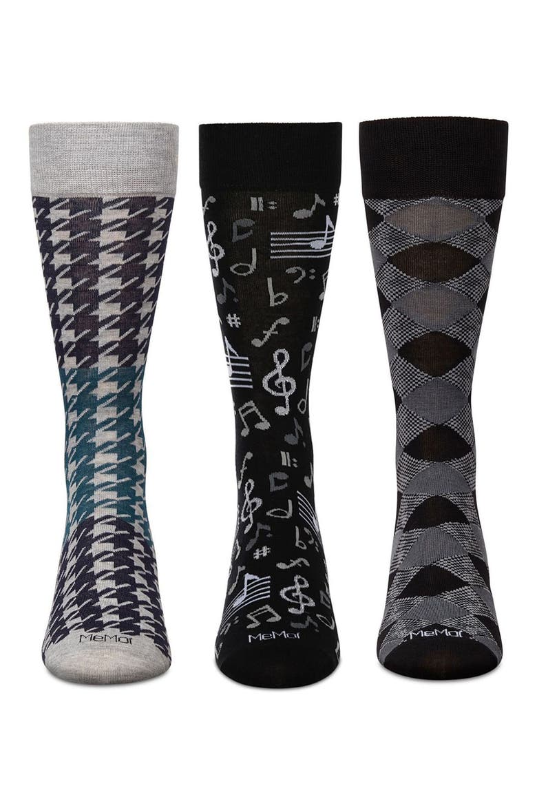 Hobby Assorted 3-Pack Crew Socks, Alternate, color, GRAY-BLACK