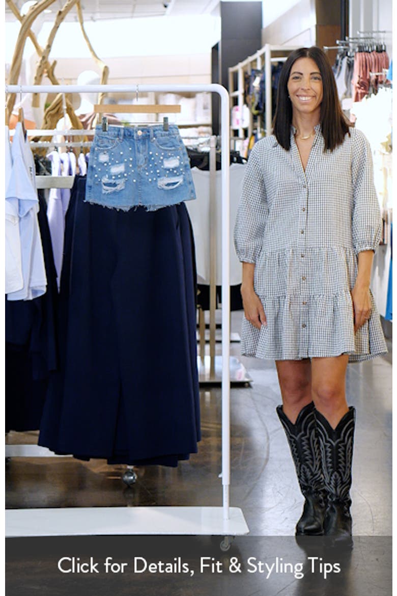 Kids' Imitation Pearl & Rhinestone Ripped Denim Skort video