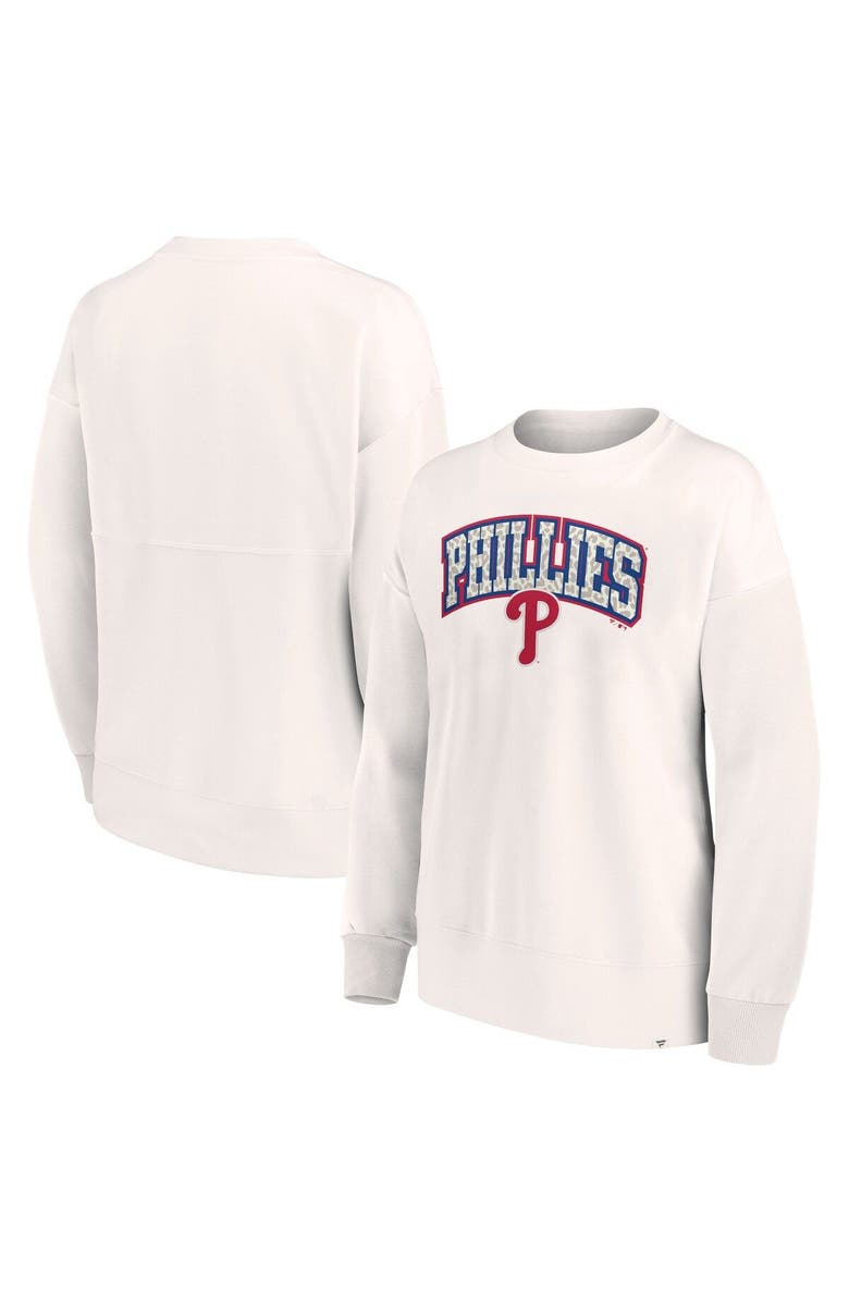 FANATICS Women's Fanatics Branded Cream Philadelphia Phillies Leopard Pullover Sweatshirt, Alternate, color, 