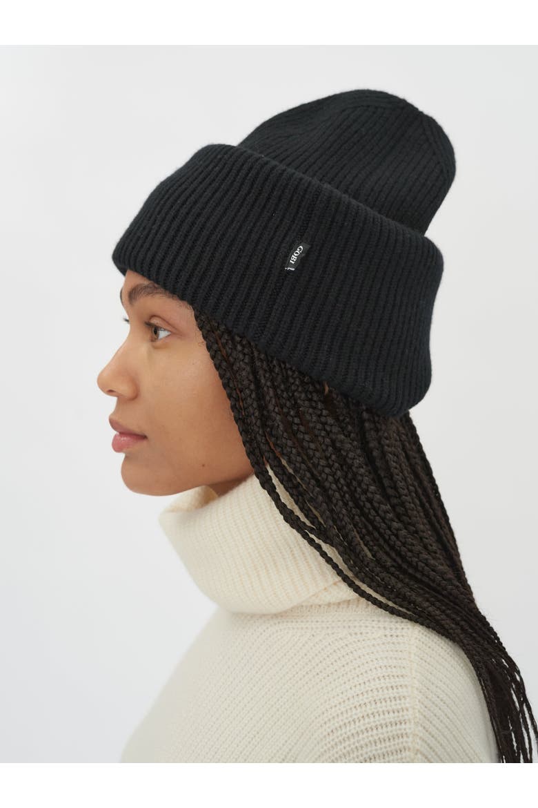 Ribbed Chunky Beanie, Alternate, color, black