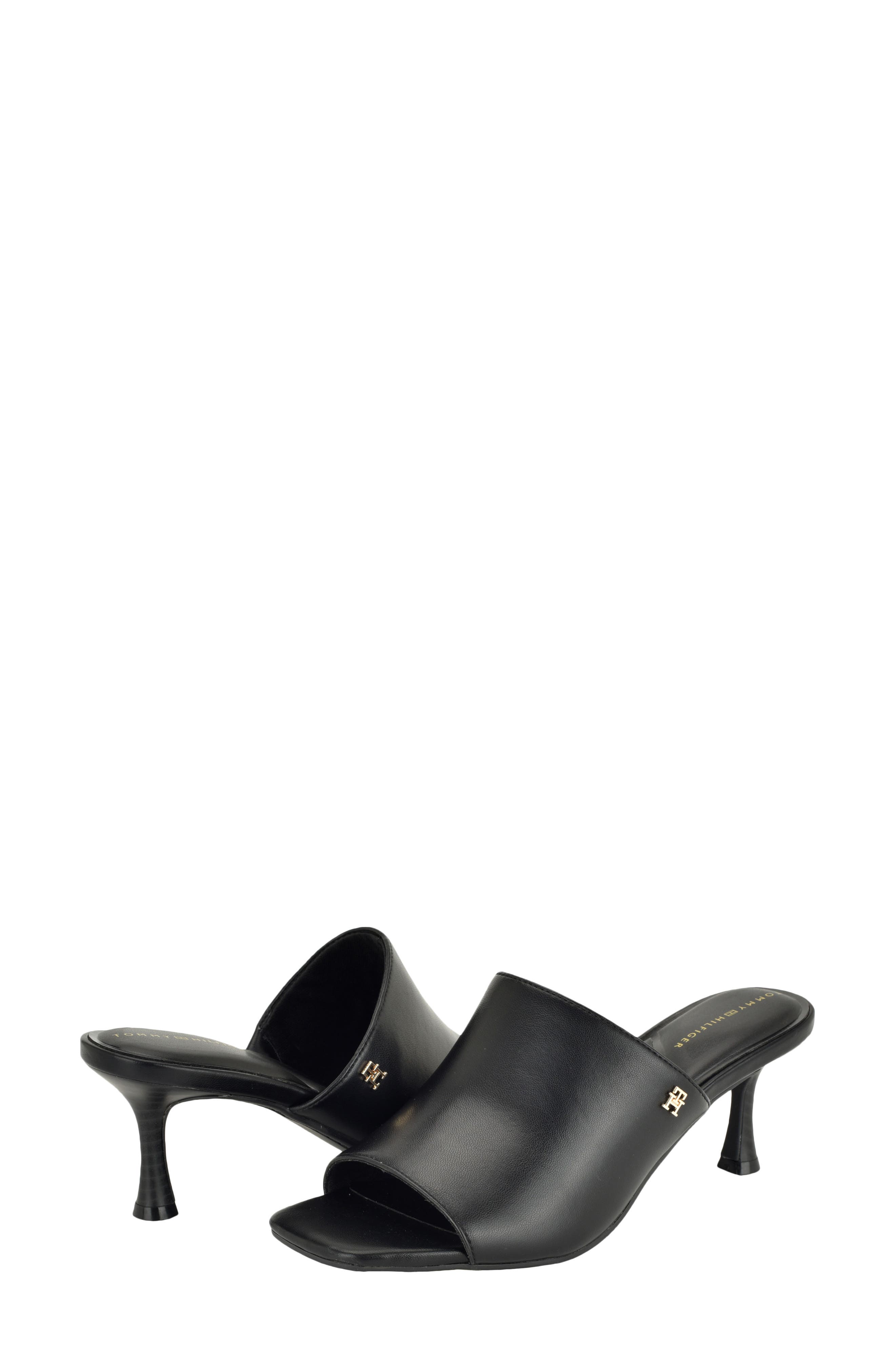 Sassey Faux Leather Slide Sandal, Alternate, color, BLACK