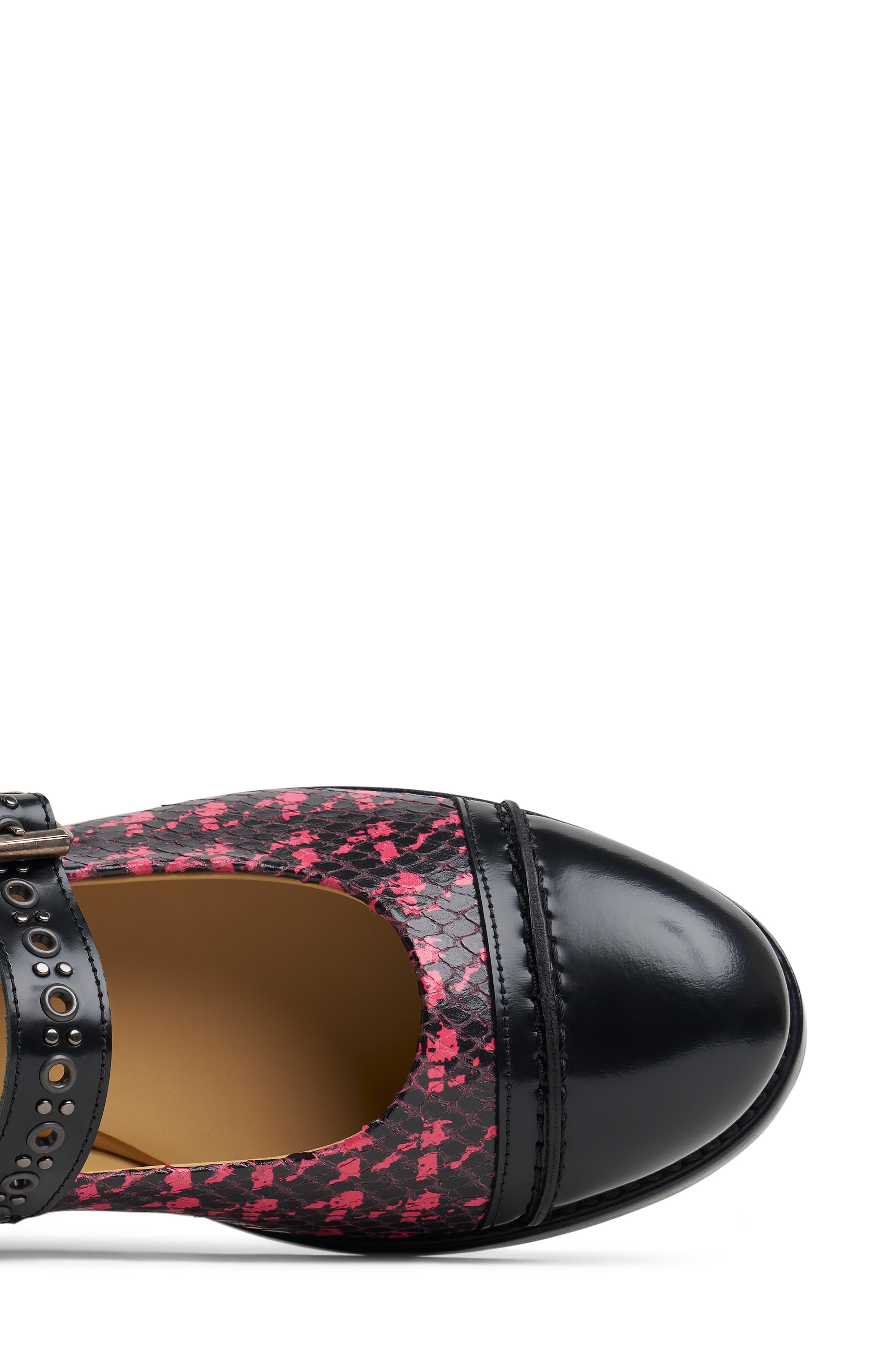 The Office of Angela Scott Miss Alexa Cap Toe Mary Jane, Alternate, color, Black/ Pink Snake