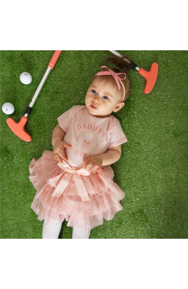 Sweet Wink Daddy's Golf Girl Short Sleeve Bodysuit, Alternate, color, Pink