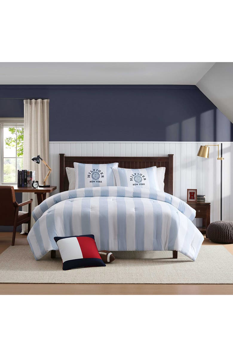 Tommy Hilfiger Berkely Stripe Comforter & Shams Set, Alternate, color, White/ Boathouse Blue
